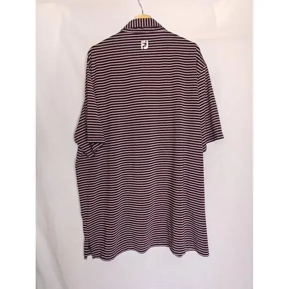 FootJoy Shirt Polo Striped Blue Red 2XL Short Sleeve Athletic Golf 28112 - Picture 3 of 7